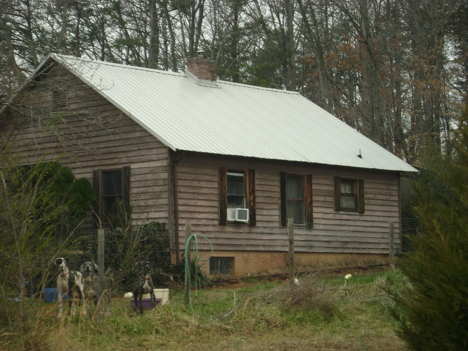 White metal roof on an old wood sided farmhouse, from a Asphalt Shingle Roof Repair job in Wellersburg